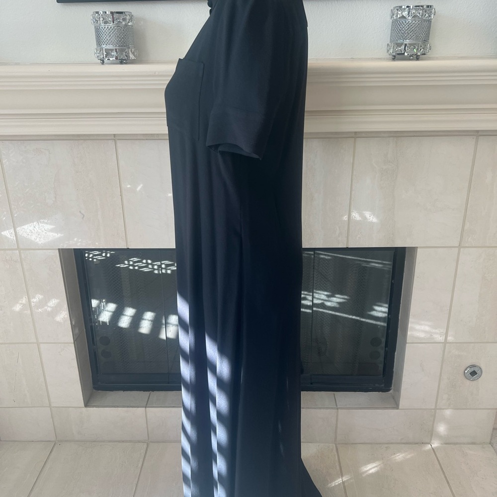 Black Longline Duster Maxi Button-Down Dress - image 5